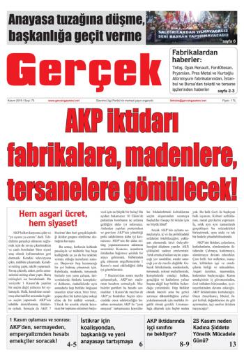 Gerçek Gazetesi Sayı 73 - Kasım 2015