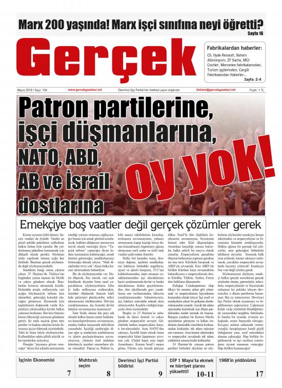 Gerçek Gazetesi Sayı 104 - Mayıs 2018