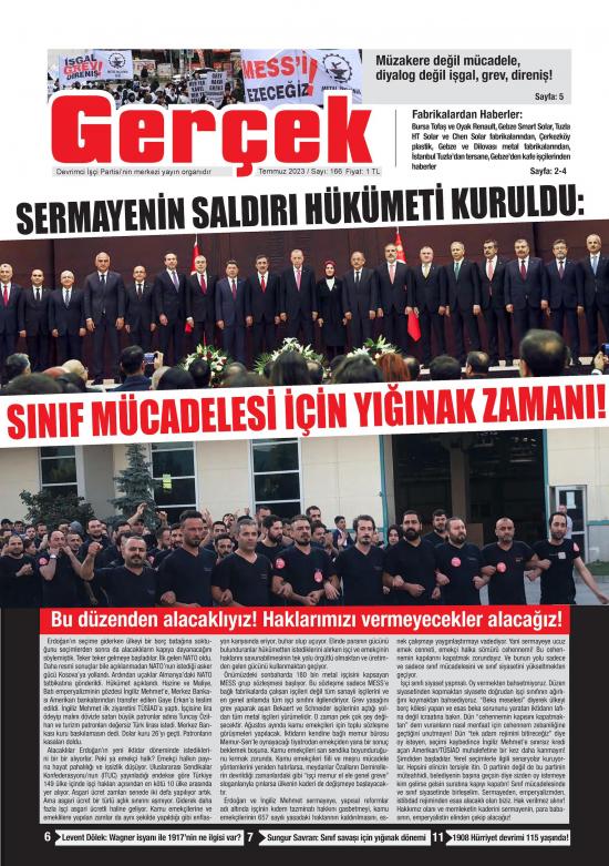  Gerçek Gazetesi Sayı 166 - Temmuz 2023