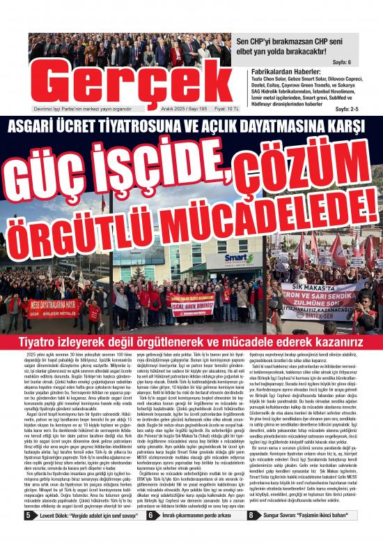 Gerçek Gazetesi Sayı 195 - Aralık 2025