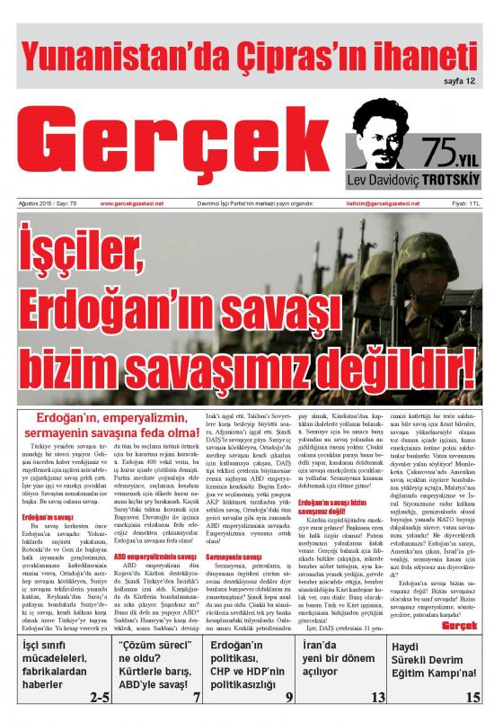 Gerçek Gazetesi Sayı 70 - Ağustos 2015