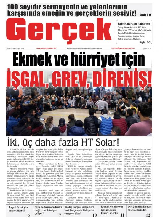 Gerçek Gazetesi Sayı 100 - Ocak 2018