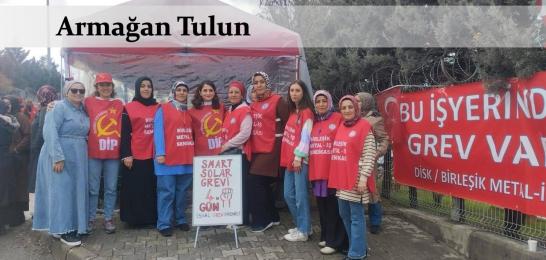 Güneş panellerden değil, grev çadırından yansıyor