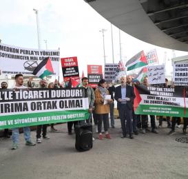 Emperyalizme ve Siyonizme Karşı Filistin Dostları’ndan İsrail’e mal taşıyan gemilere protesto
